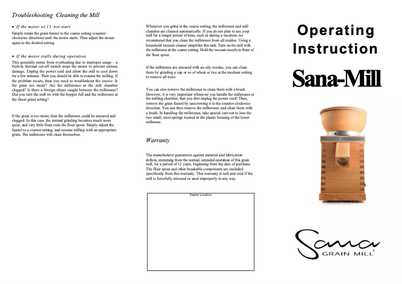 Page n°1 - Manuel utilisateur Sana Sana-Mill
