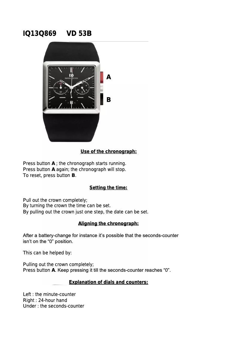 Page 1 de la notice Manuel utilisateur Danish Design IQ13Q869