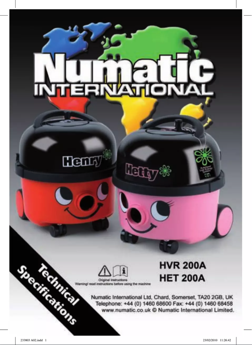 Page 1 de la notice Manuel utilisateur Numatic Hetty Next HVN208-11