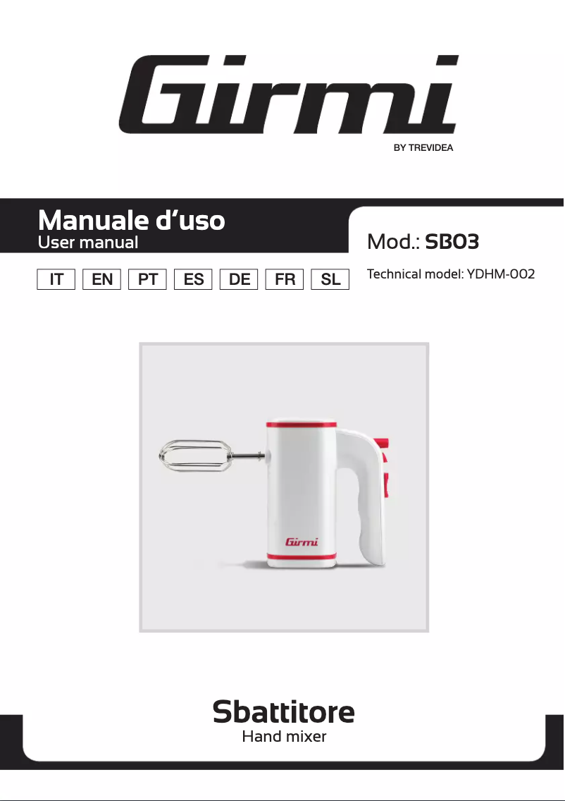 Page 1 de la notice Manuel utilisateur Girmi SB03
