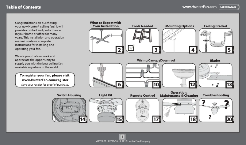 Page 1 de la notice Manuel utilisateur Hunter Sentinel 59211