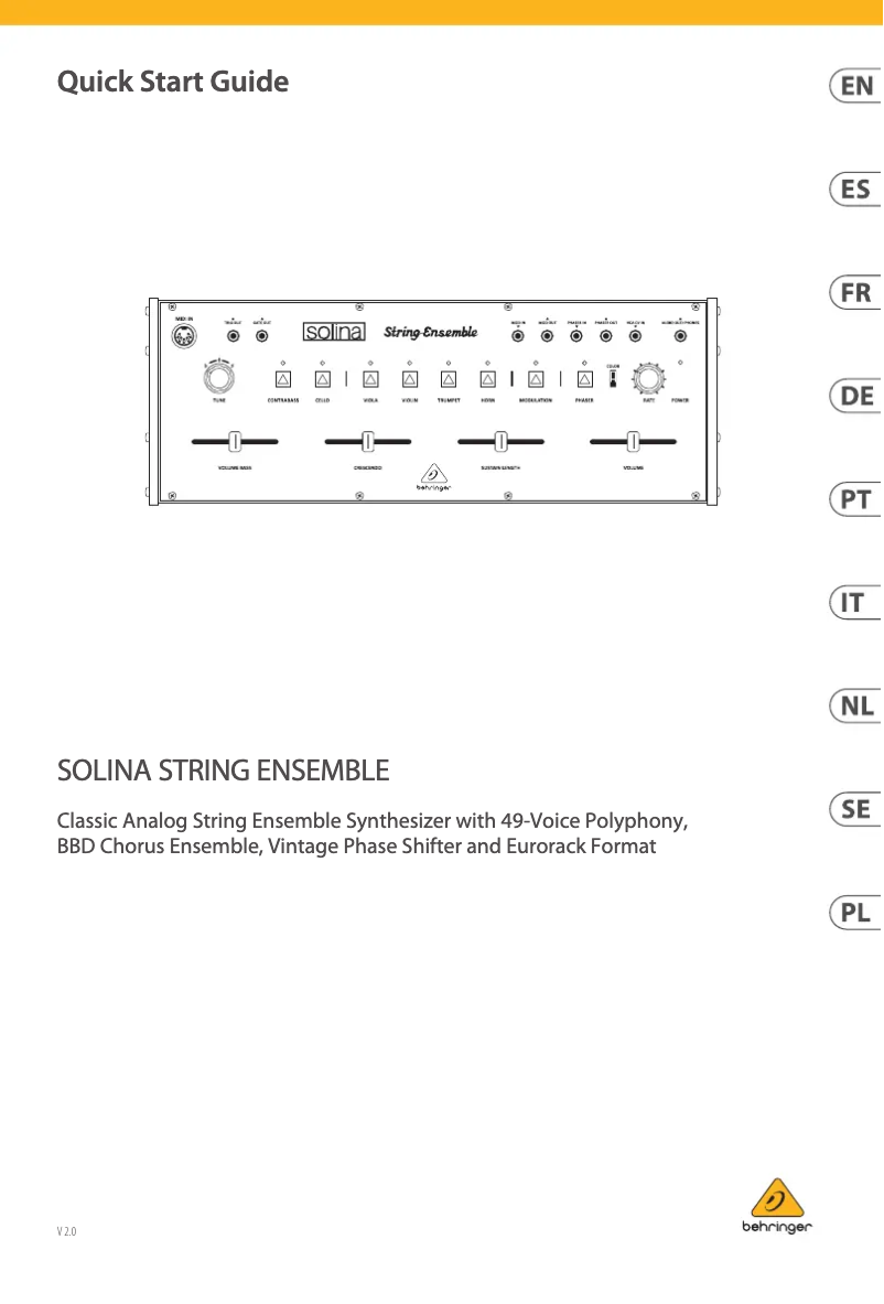 Image de la première page du manuel de l'appareil Solina String Ensemble