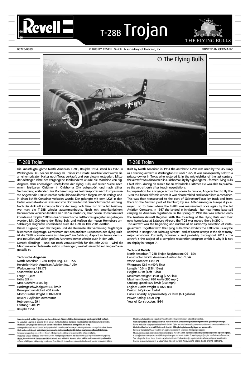 Image de la première page du manuel de l'appareil T-28 Trojan Flying Bulls