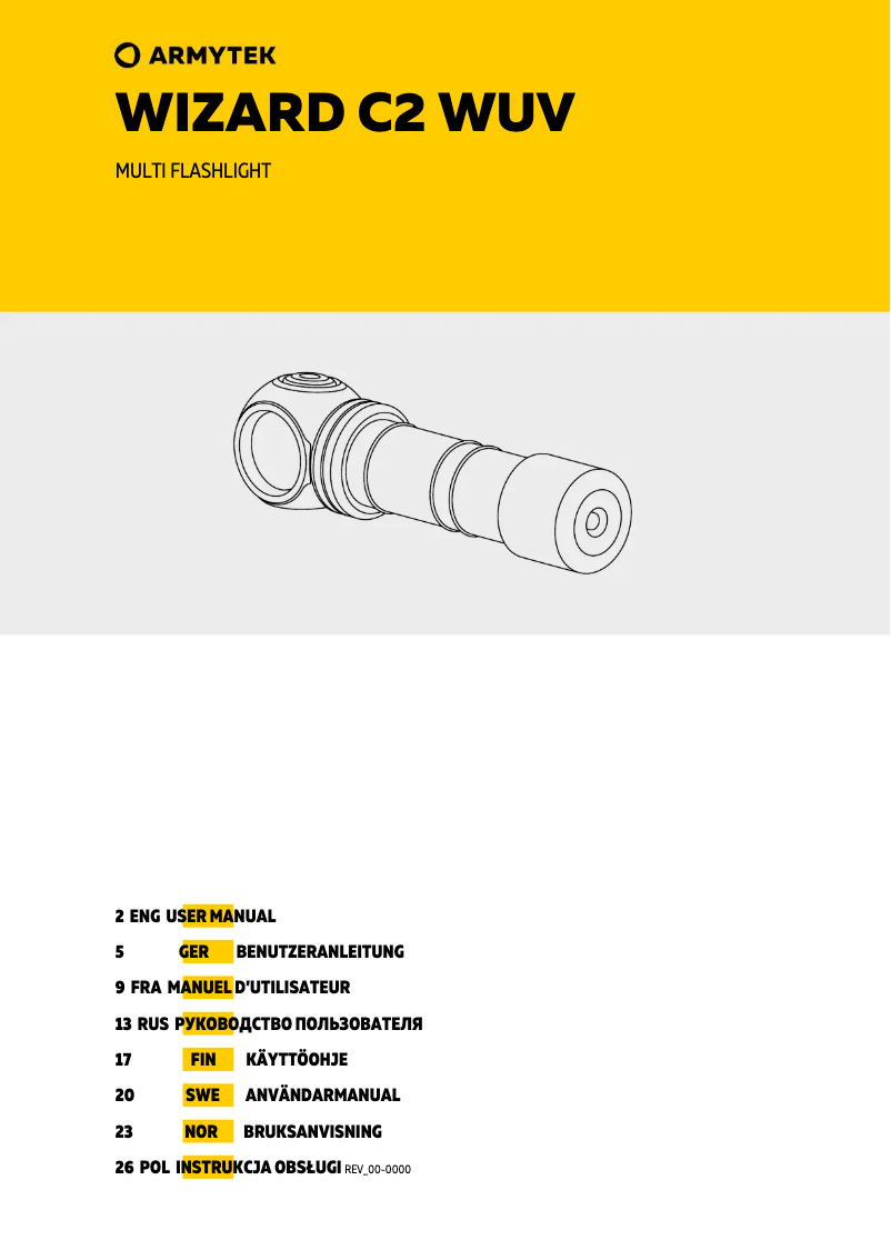 Page 1 de la notice Manuel utilisateur ArmyTek Wizard C2 WUV