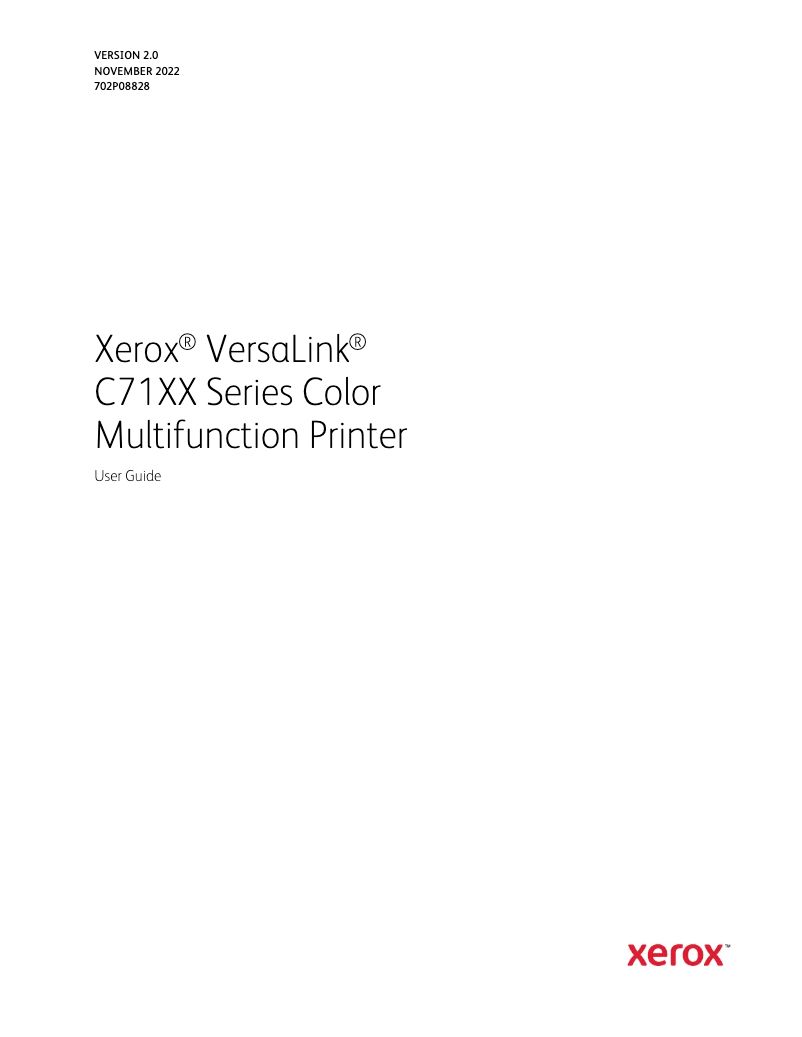 Page 1 de la notice Manuel utilisateur Xerox VersaLink C7120