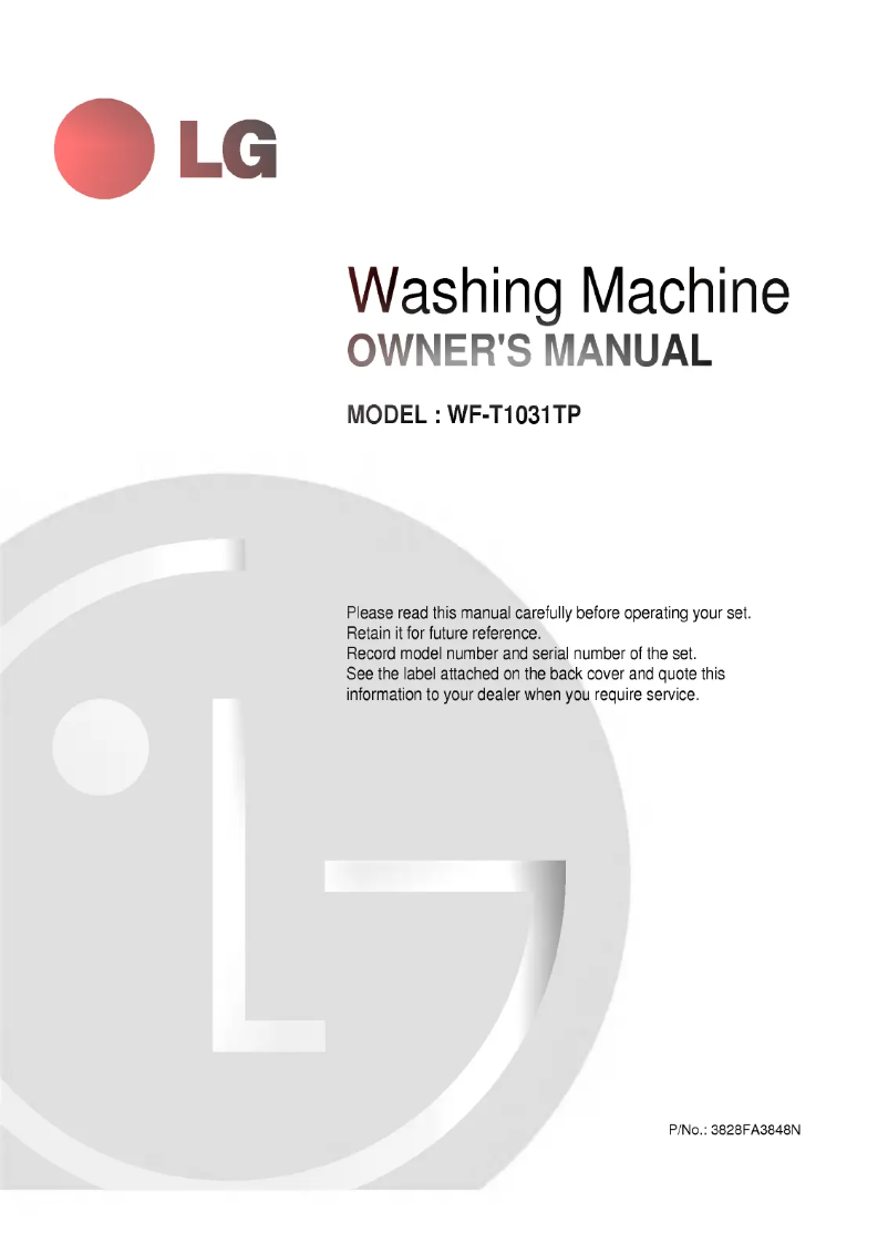 Page 1 de la notice Manuel utilisateur LG WF-T1031TP