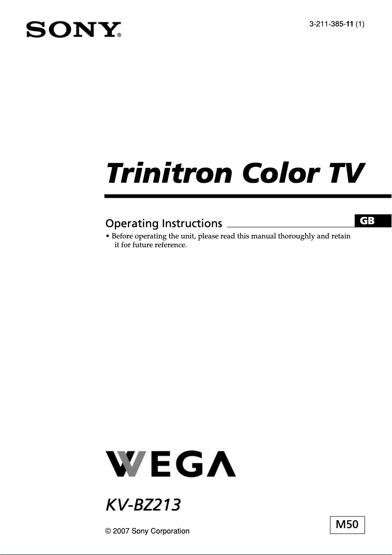 Página 1 del manual Manual de usuario Sony Trinitron KV-BZ213M50