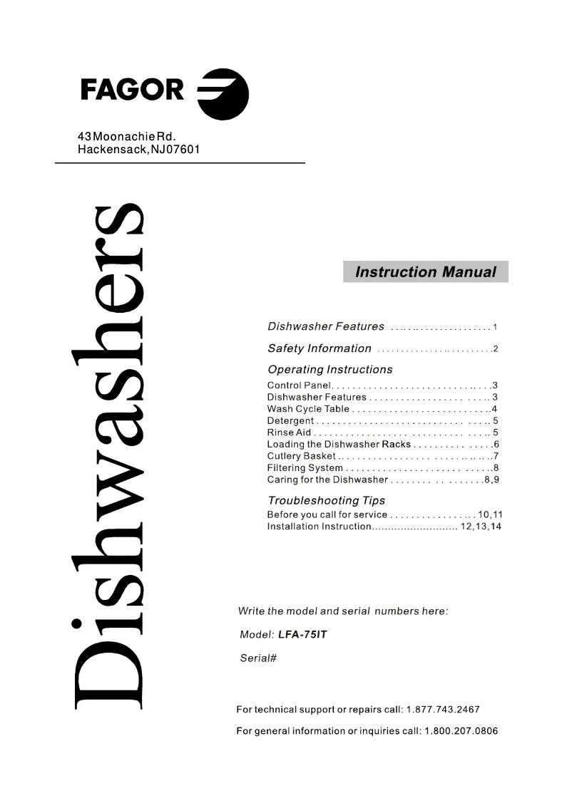 Page 1 de la notice Mode d'emploi Fagor LFA-75IT