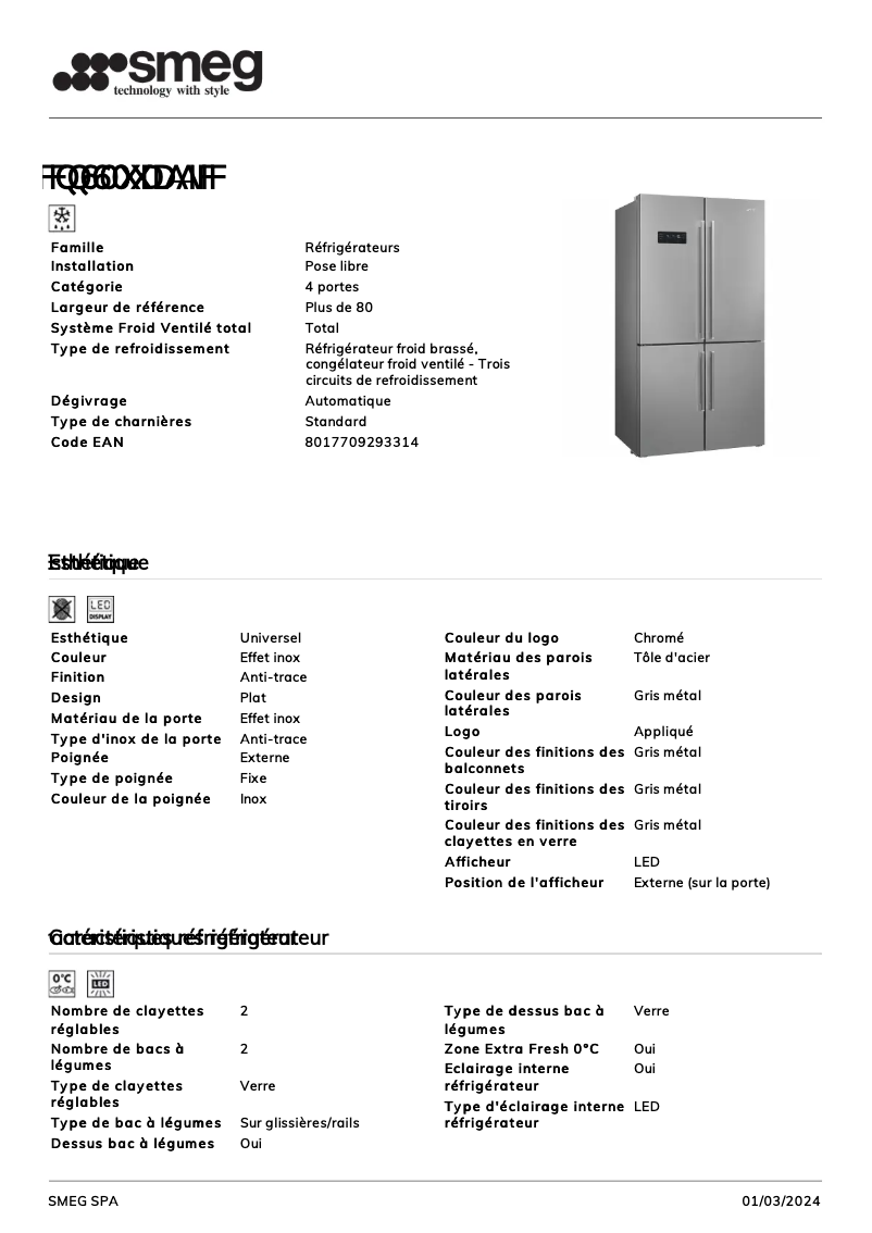 Image de la première page du manuel de l'appareil FQ60XDAIF