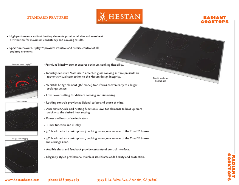 Page 1 de la notice Fiche technique Hestan KEC30-BK