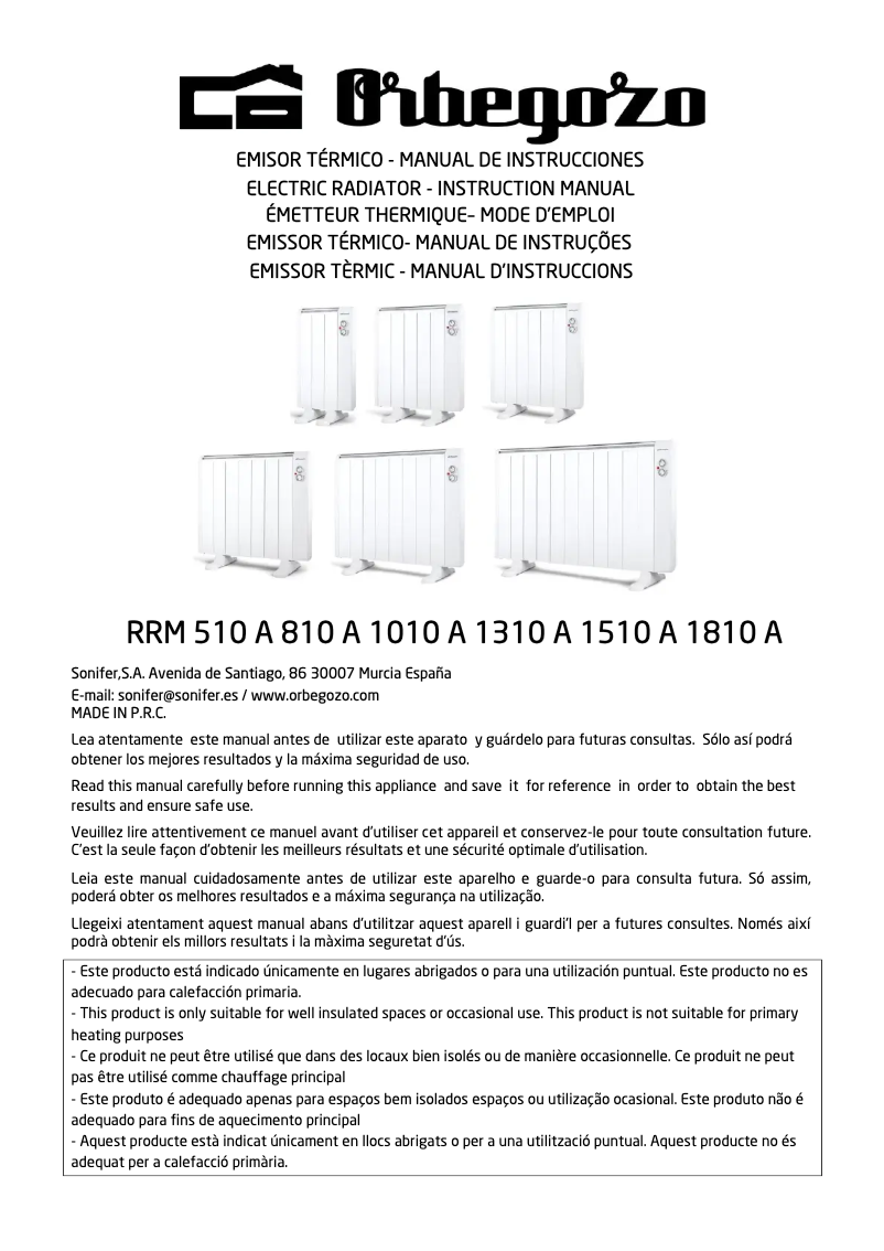 Image de la première page du manuel de l'appareil RRM 1310