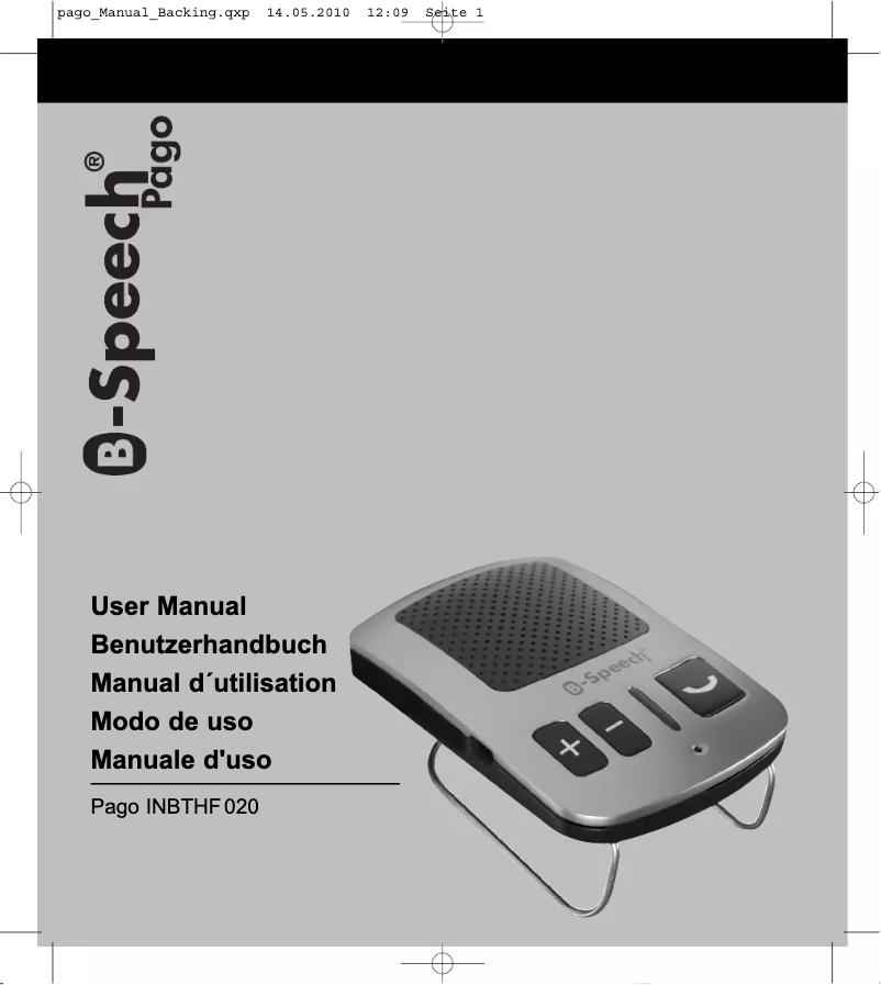 Page 1 de la notice Manuel utilisateur B-Speech Pago