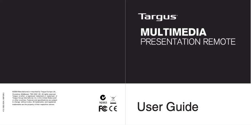 Page n°1 - Manuel utilisateur Targus AMP09