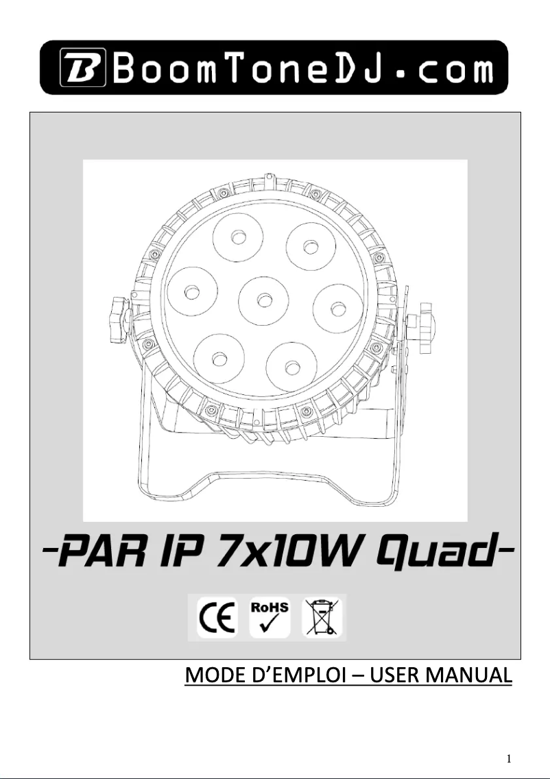 Page n°1 - Manuel utilisateur BoomTone DJ PAR IP 7X10W Quad