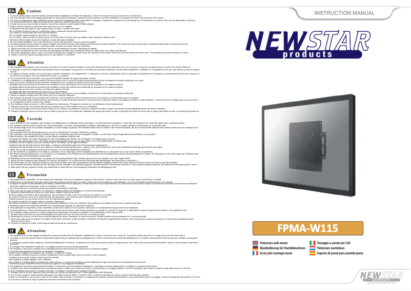 Page 1 de la notice Manuel utilisateur Newstar FPMA-W115