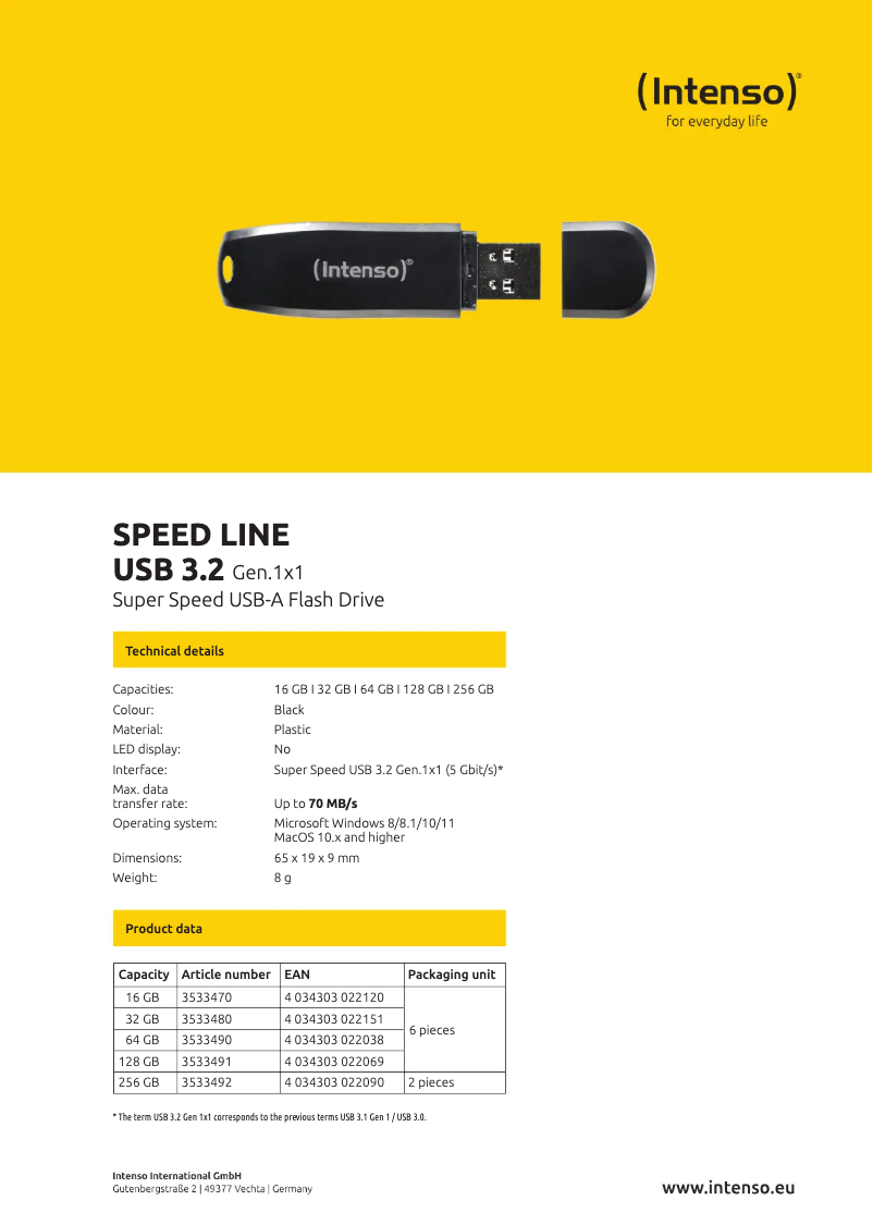 Página 1 del manual Manual de usuario Intenso Speed Line USB 3.2