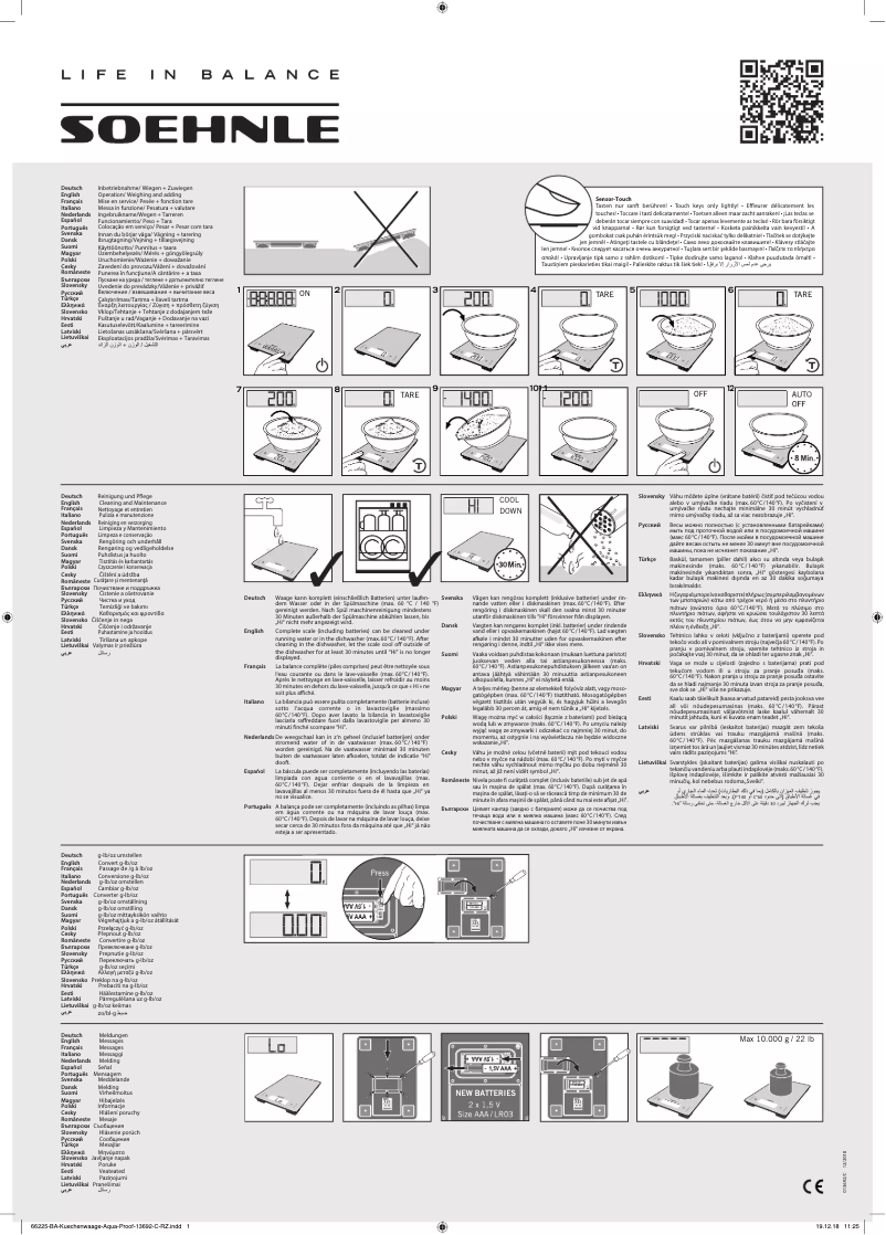 Page 1 de la notice Manuel utilisateur Soehnle Page Aqua Proof 66225