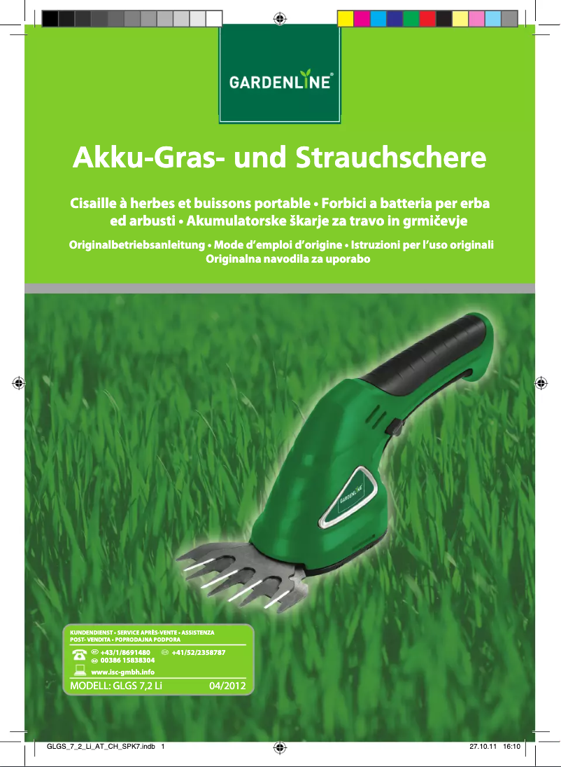 Image de la première page du manuel de l'appareil GLGS 7,2 Li