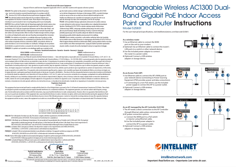 Page 1 de la notice Manuel utilisateur Intellinet 525831
