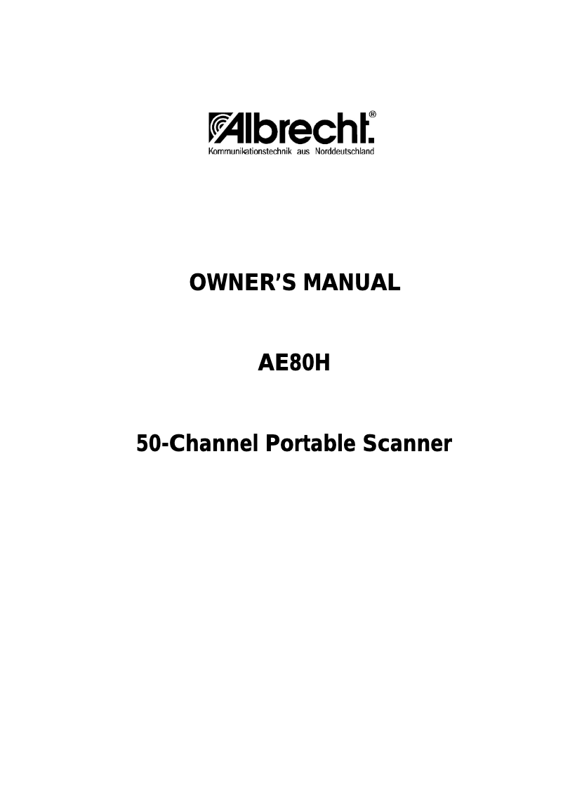 Page n°1 - Manuel utilisateur Albrecht AE80H