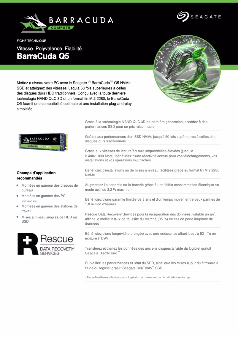Page n°1 - Fiche technique Seagate Barracuda Q5