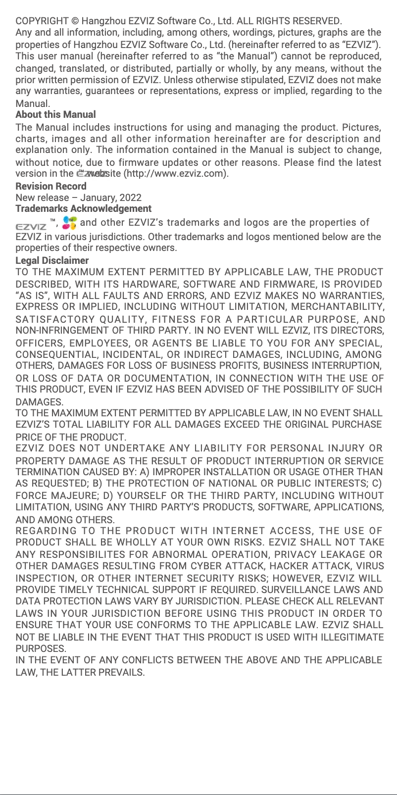 Page 1 of the manual User Manual EZVIZ Home Sensor Kit