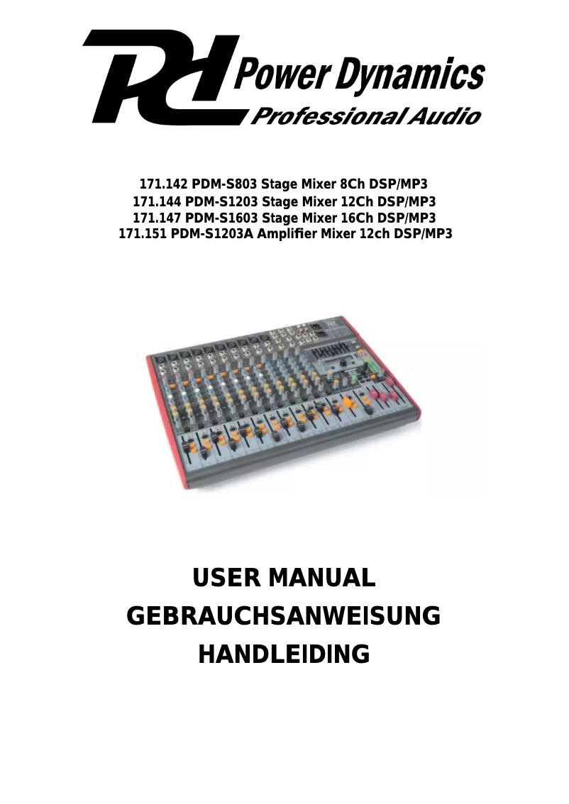Page n°1 - Manuel utilisateur Power Dynamics 171.147 PDM-S1603