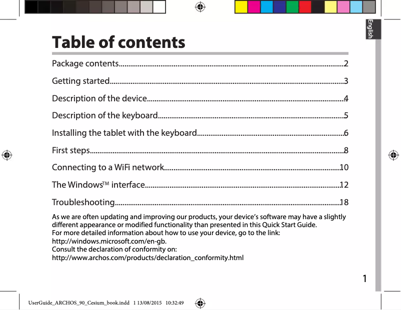 Page 1 de la notice Manuel utilisateur Archos Cesium 90