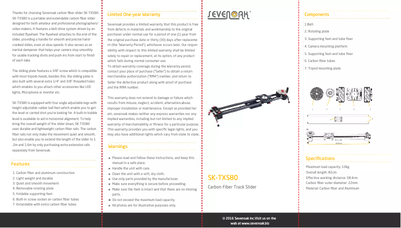 Page 1 de la notice Manuel utilisateur Sevenoak SK-TXS80