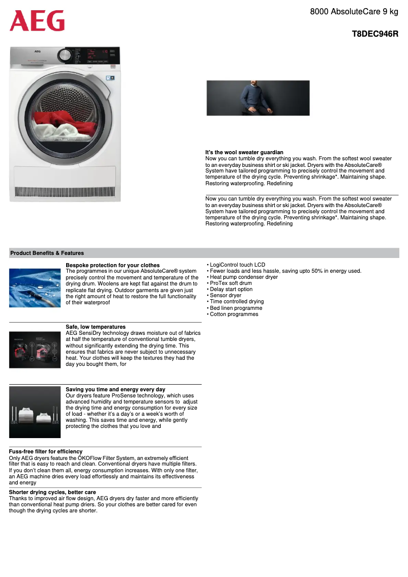 Image de la première page du manuel de l'appareil T8DEC946R