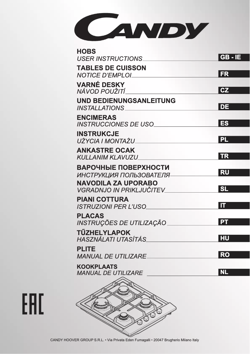 Page n°1 - Manuel utilisateur Candy CLG64SPX