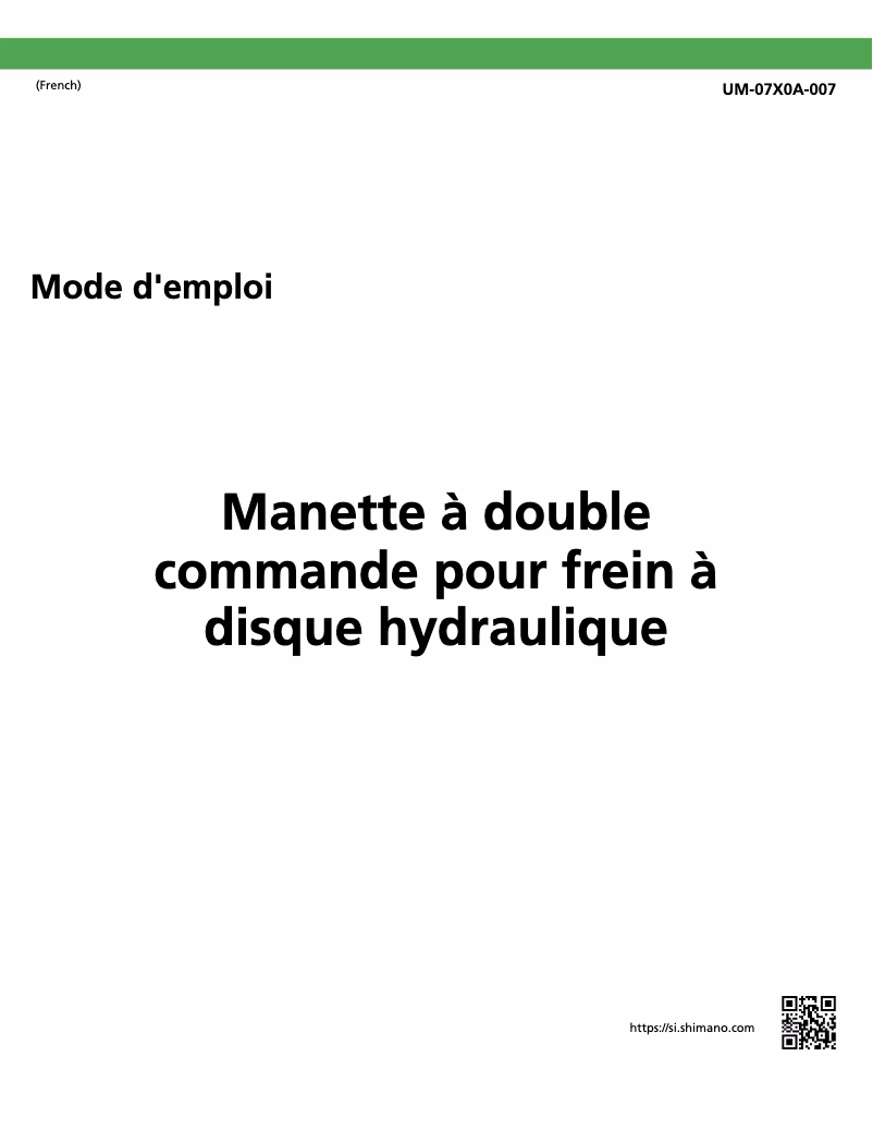 Page n°1 - Manuel utilisateur Shimano ST-R7020-R