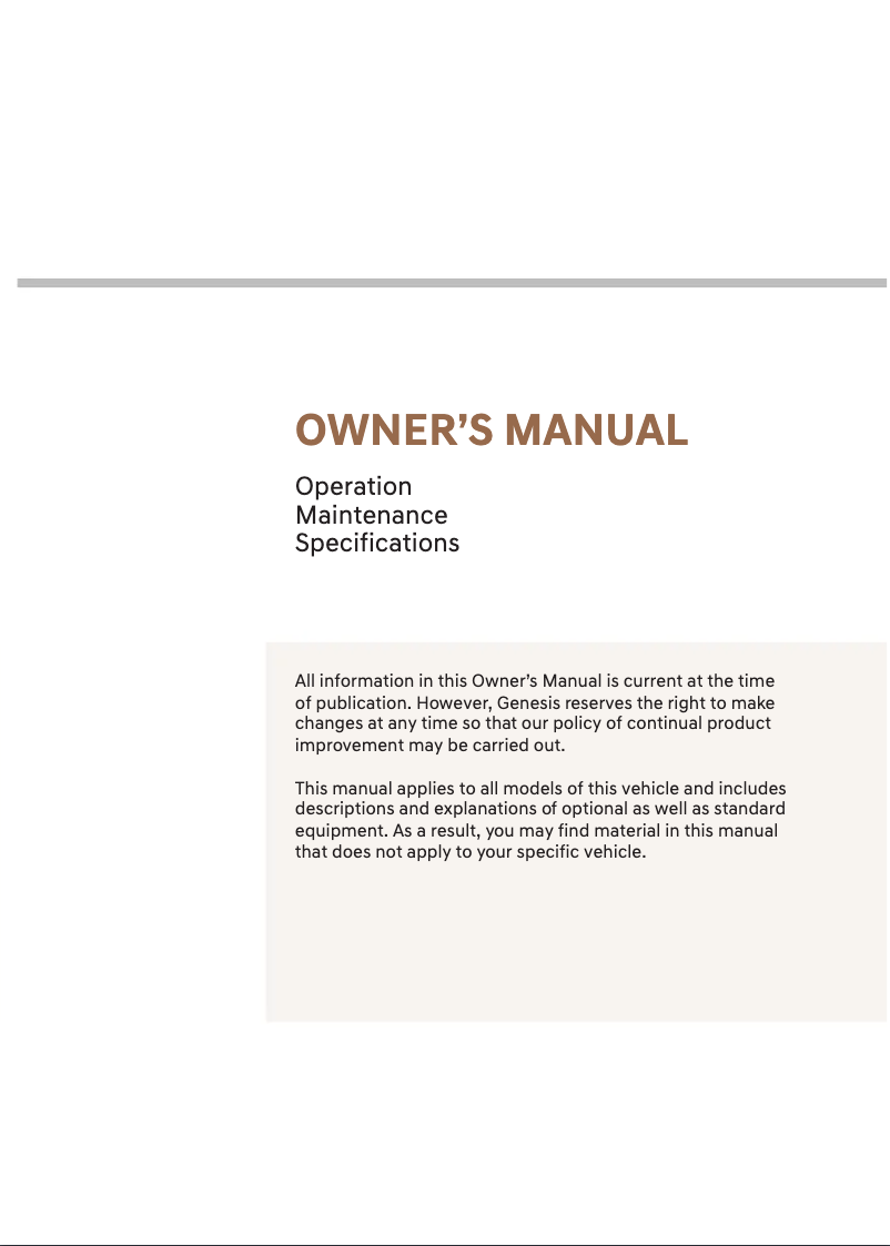 Page n°1 - Manuel utilisateur Genesis GV60 (2025)