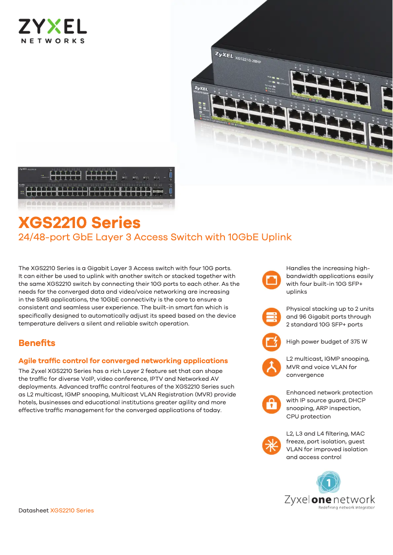 Page n°1 - Fiche technique ZyXEL XGS2210-28HP
