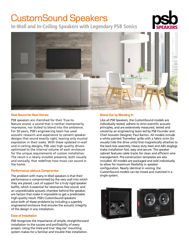 Page 1 de la notice Fiche technique PSB W-LCR