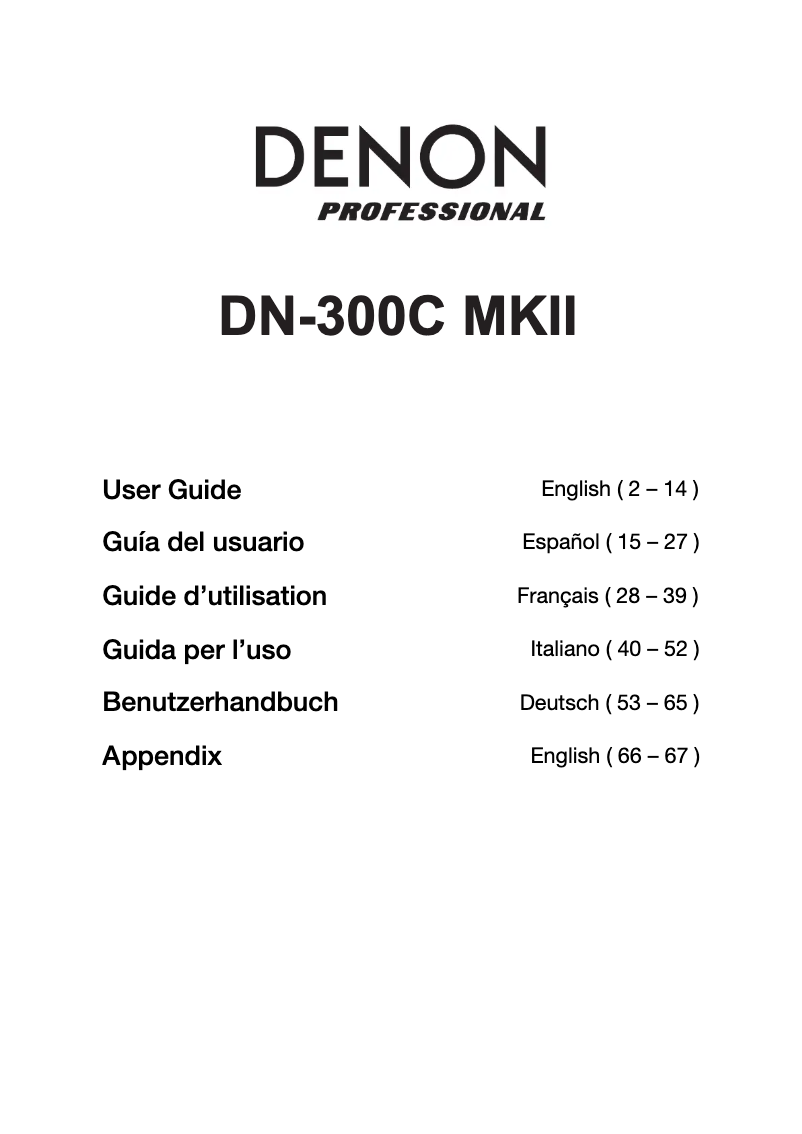 Page n°1 - Manuel utilisateur Denon DN-300C MKII