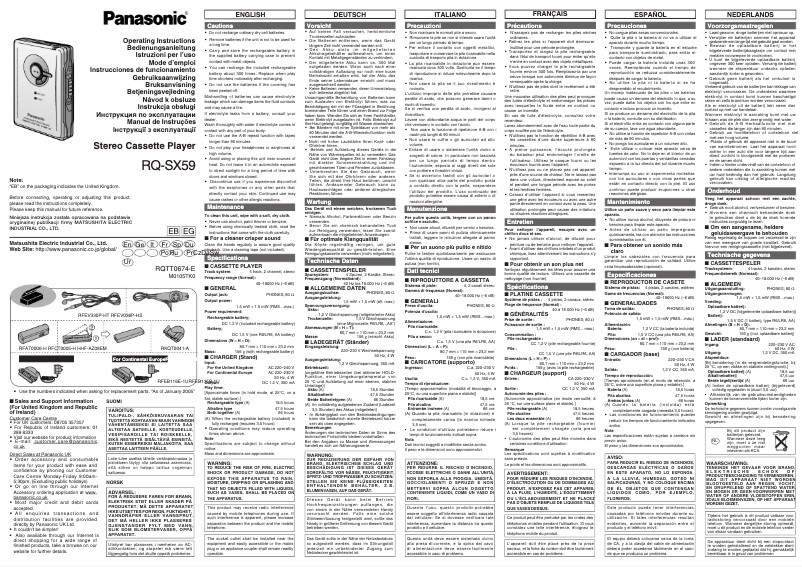 Image de la première page du manuel de l'appareil RQ-SX59