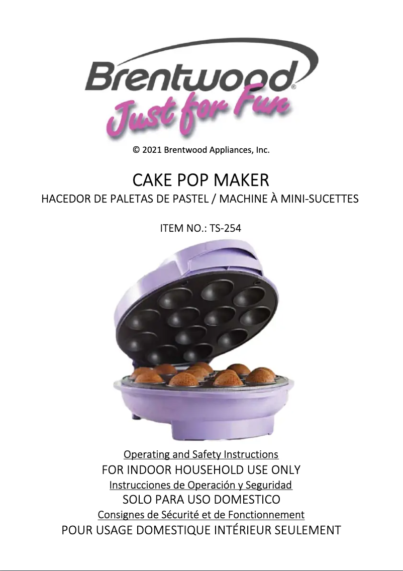 Page 1 de la notice Manuel utilisateur Brentwood TS-254