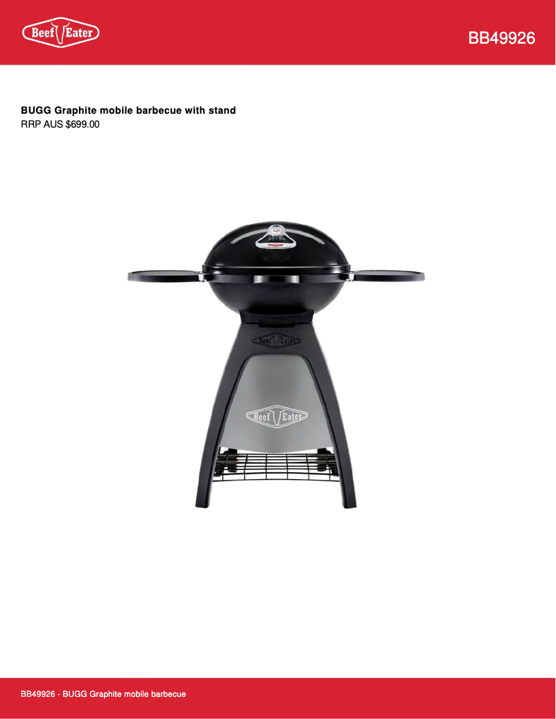 Page 1 de la notice Fiche technique BeefEater Bugg BB49926