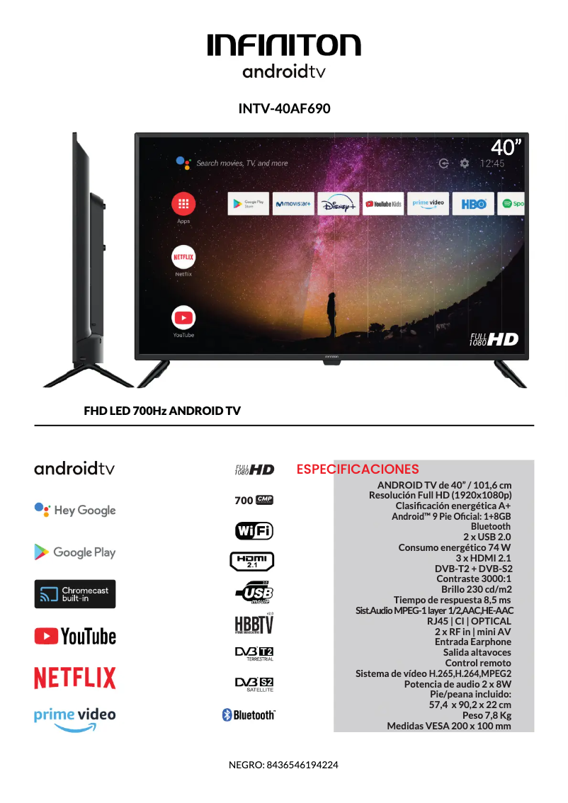 Page 1 de la notice Manuel utilisateur Infiniton INTV-40AF690