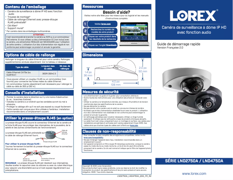 Page n°1 - Manuel utilisateur Lorex LND4751AB