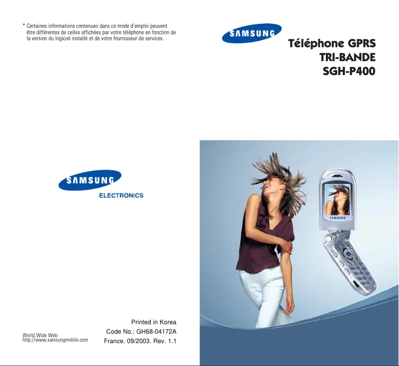 Page n°1 - Manuel utilisateur Samsung SGH-P400