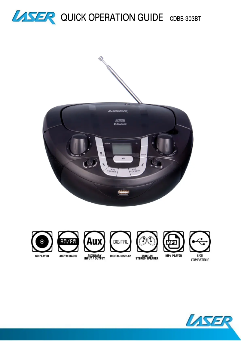 Page 1 de la notice Manuel utilisateur Laser CDBB-303BT