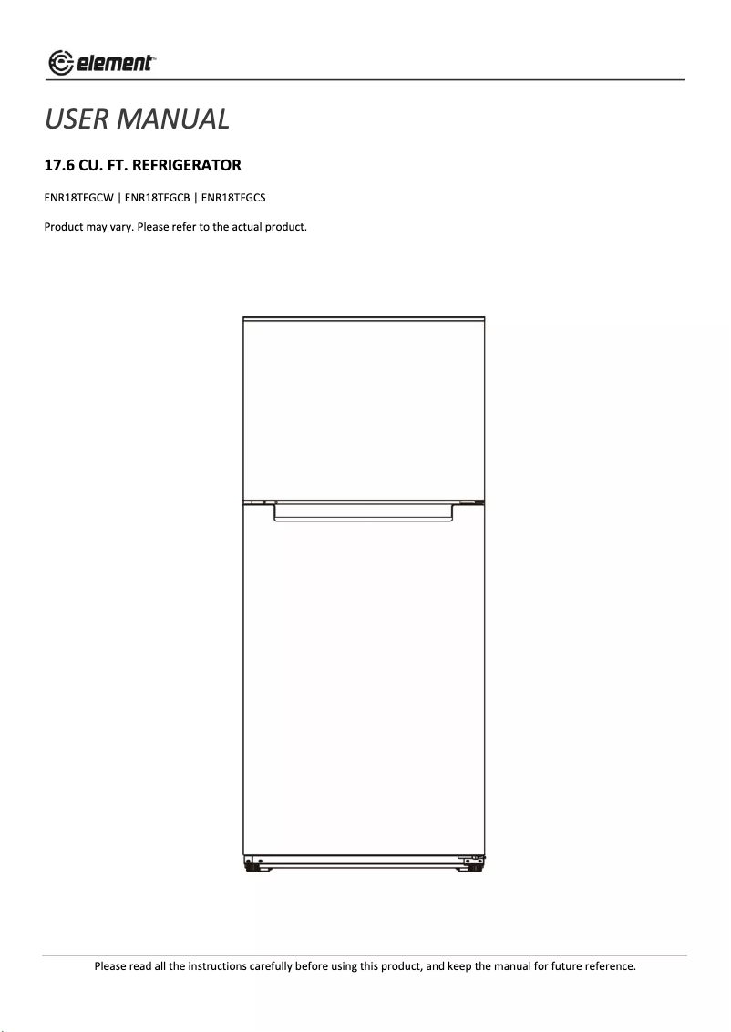 Page 1 de la notice Manuel utilisateur Element ENR18TFGBS