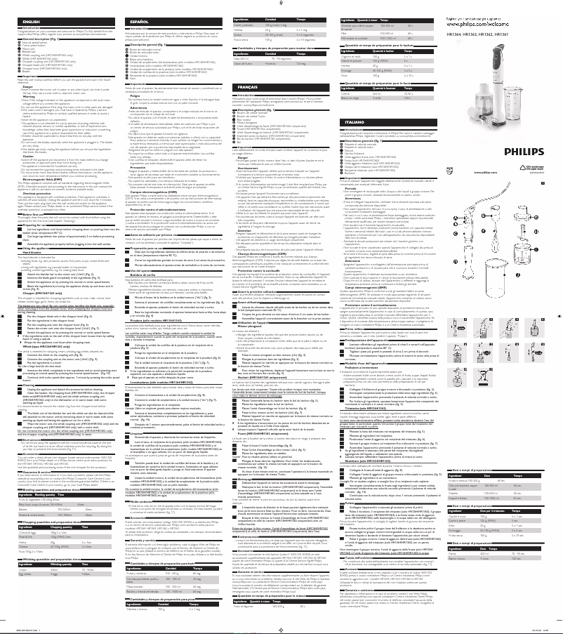 Page 1 de la notice Manuel utilisateur Philips Daily Collection HR1362