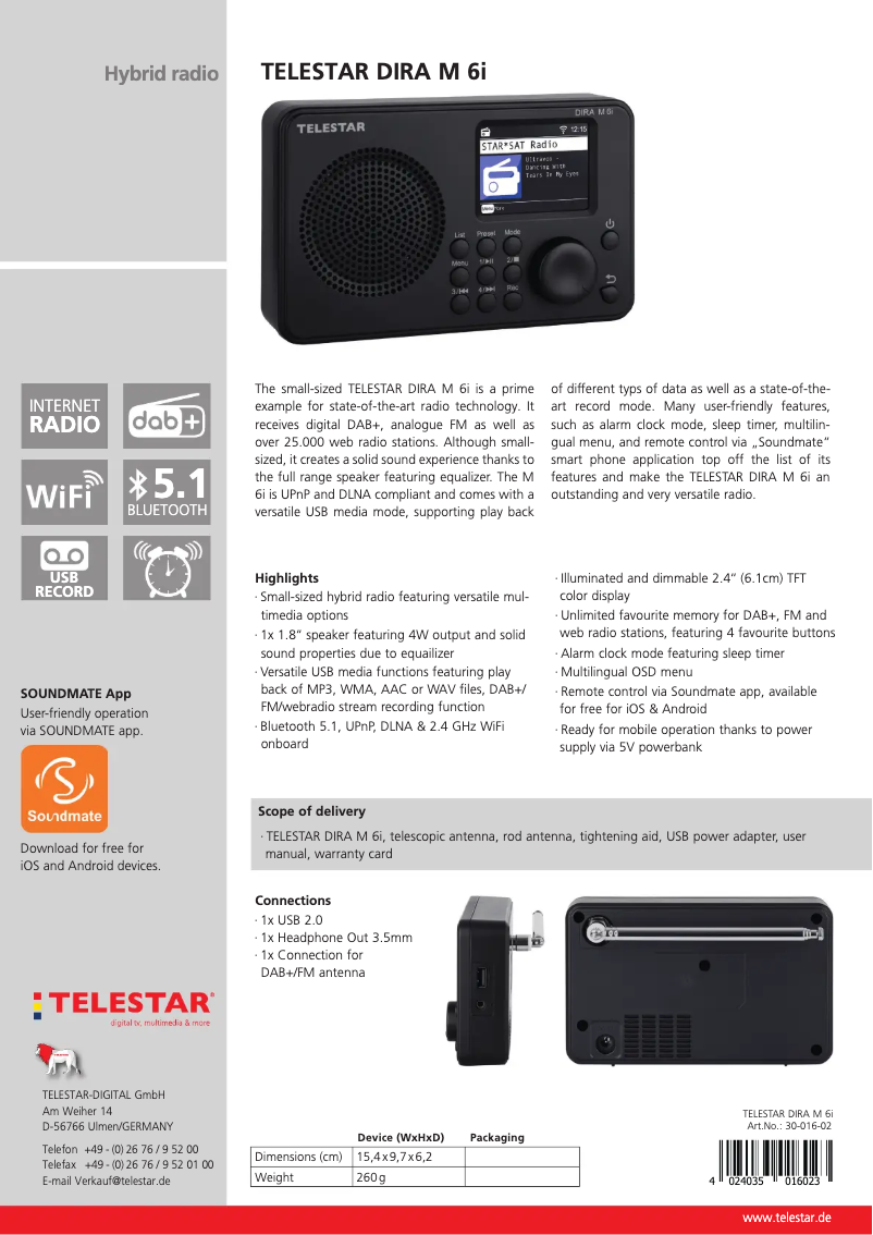 First page image of the manual for DIRA M 6i