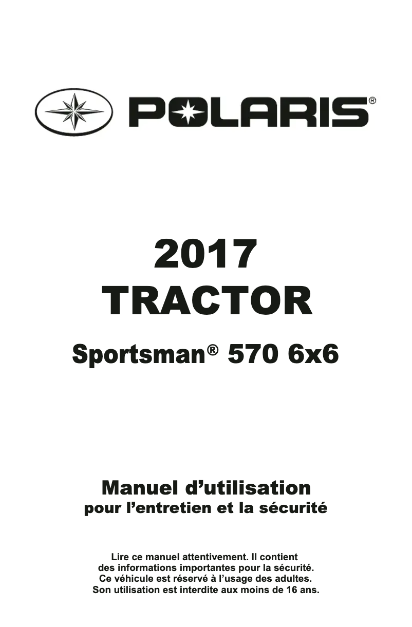 Image de la première page du manuel de l'appareil Sportsman 570 6x6 (2017)