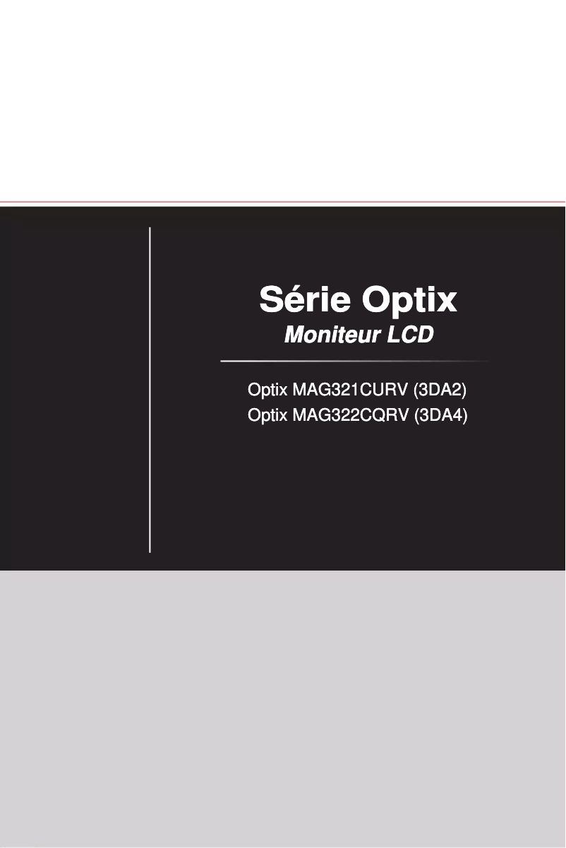 Page 1 de la notice Manuel utilisateur MSI Optix MAG322CQRV