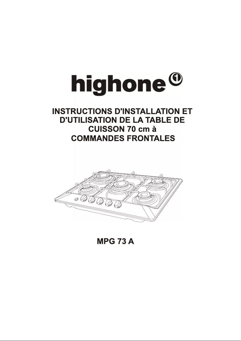 Page n°1 - Manuel utilisateur High One MPG 73 A