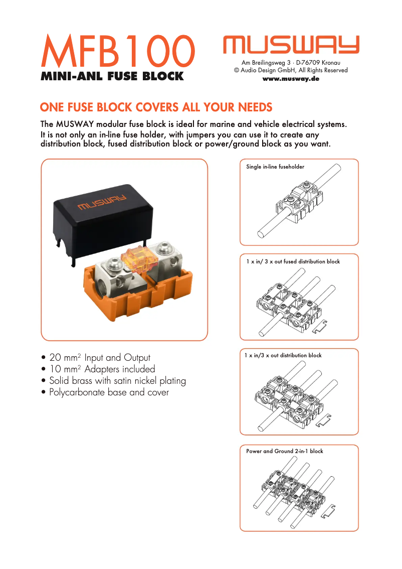 Page n°1 - Manuel utilisateur Musway MFB100
